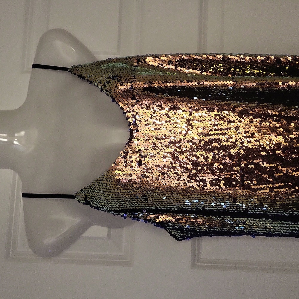 Holiday Gold Mini Party Dress - Picture 3 of 6